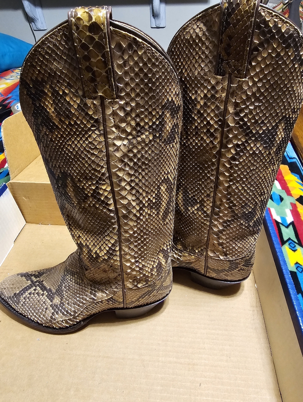 Justin Boots Full Python Snakeskin Western Boots - Women VINTAGE - Picture 4 of 6
